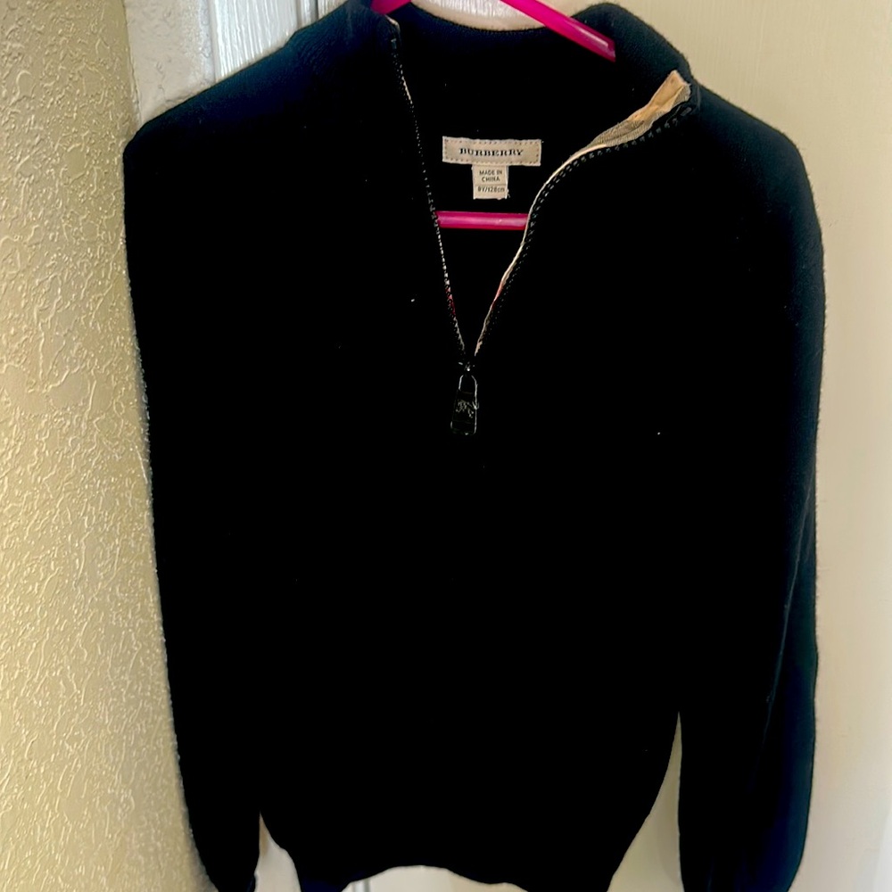 Burberry Kids Black Half-Zip Sweater
